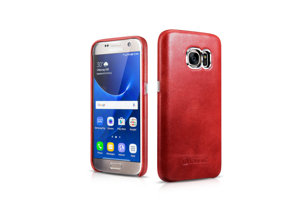 Samsung Galaxy S7 Vintage Back Cover Series Genuine Leather Case Red