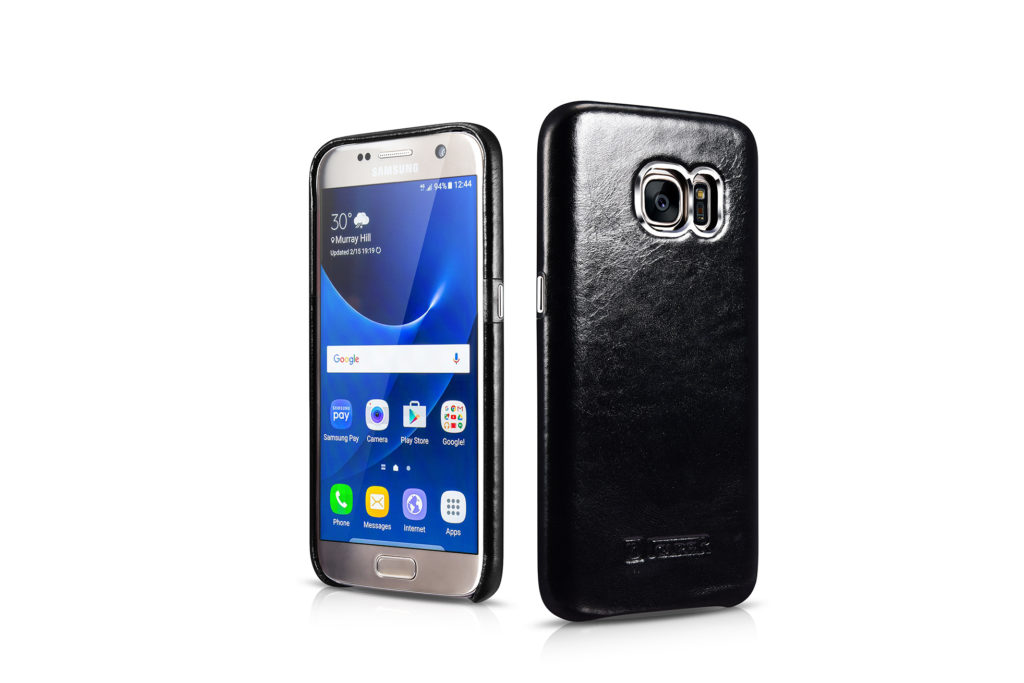 Samsung Galaxy S7 Vintage Back Cover Series Genuine Leather Case Black