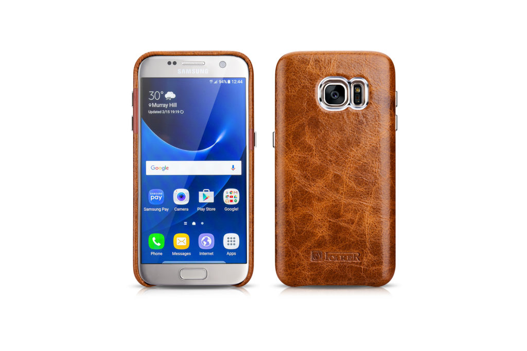 Samsung Galaxy S7 Oil Wax Back Cover Series Genuine Leather Case Coffee