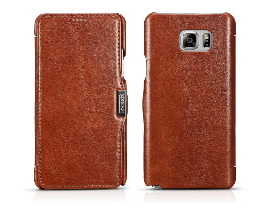 Galaxy Note 5 High Quality Protective Cover Made of Natural Cow Leather, Samsung Brown Light