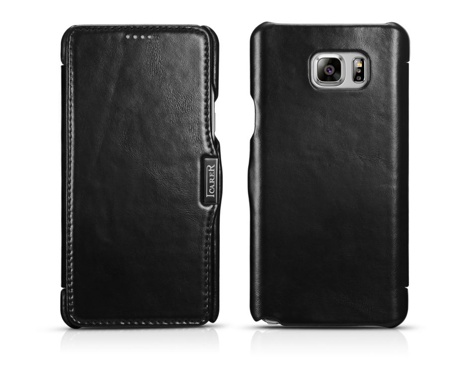 Galaxy Note 5 High Quality Protective Cover Made of Natural Cow Leather, Samsung  Black