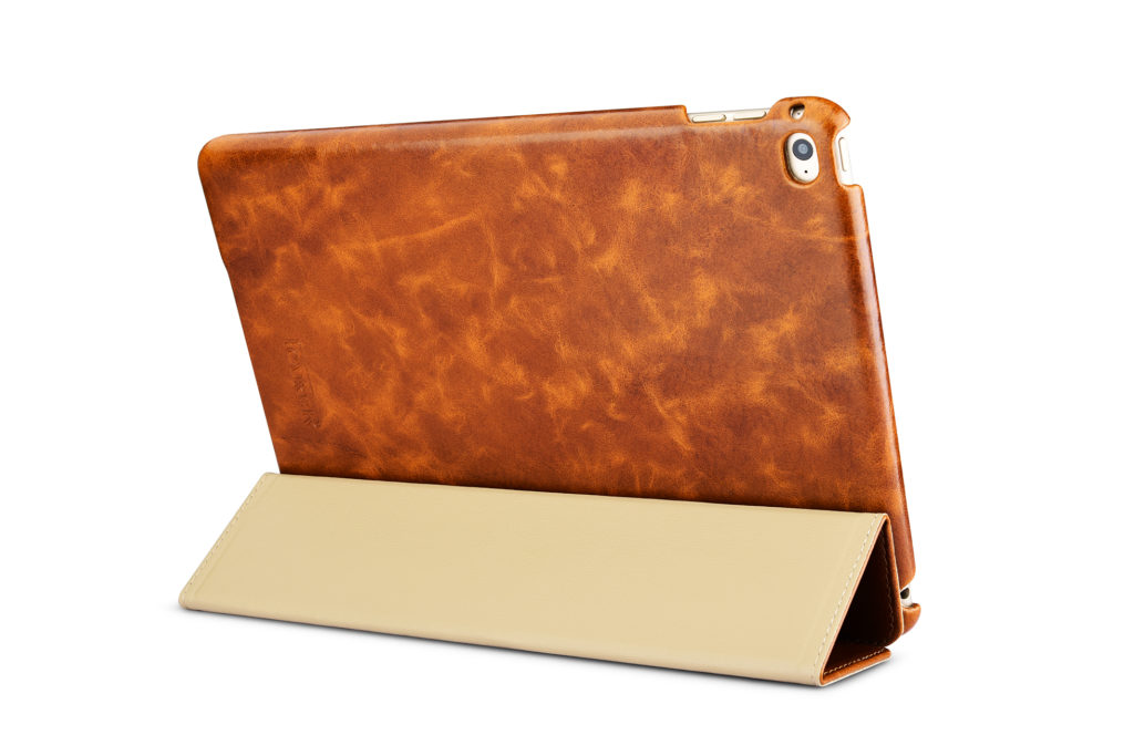 iPad 9.7 Oil Wax Vintage Genuine Leather Folio Case Coffee iPad