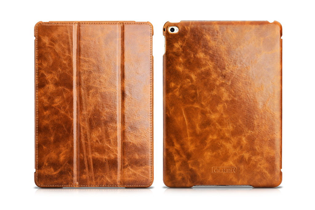 iPad 9.7 Oil Wax Vintage Genuine Leather Folio Case Coffee iPad