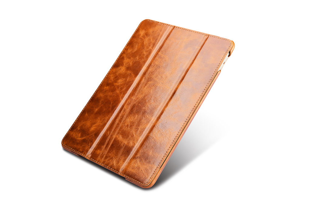 iPad 9.7 Oil Wax Vintage Genuine Leather Folio Case Coffee iPad