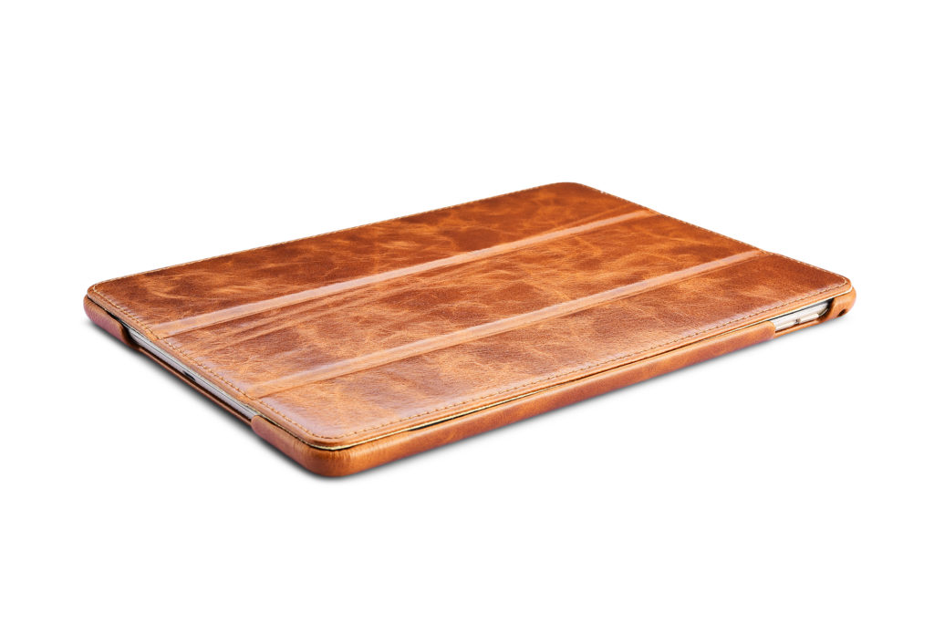 iPad 9.7 Oil Wax Vintage Genuine Leather Folio Case Coffee iPad