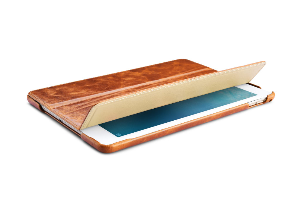 iPad 9.7 Oil Wax Vintage Genuine Leather Folio Case Coffee iPad