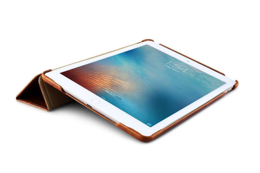 iPad 9.7 Oil Wax Vintage Genuine Leather Folio Case Coffee iPad