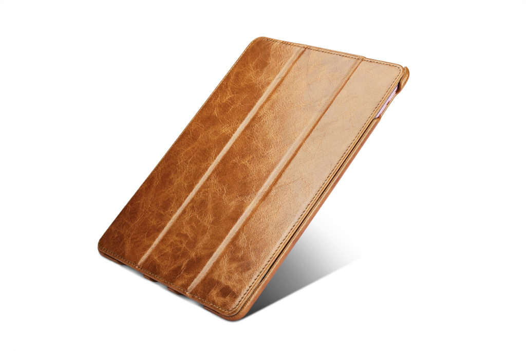 iPad 9.7 inch Case Oil Wax Vintage Genuine Leather Folio Case Coffee