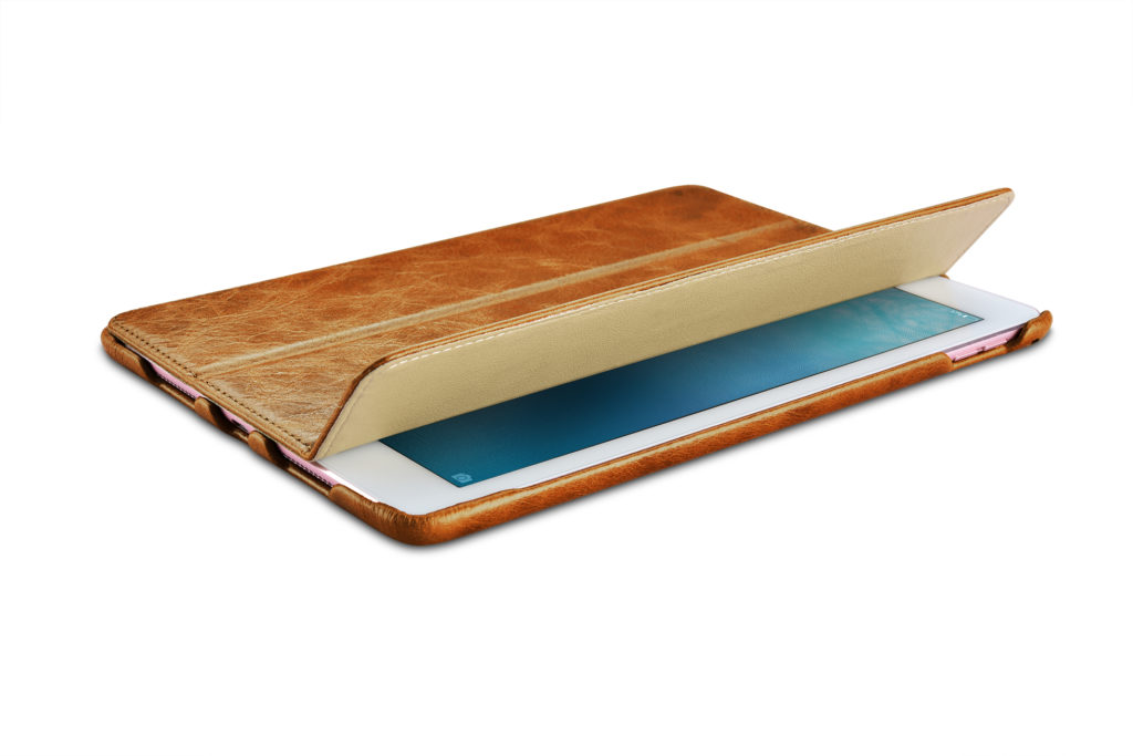 iPad 9.7 inch Case Oil Wax Vintage Genuine Leather Folio Case Coffee