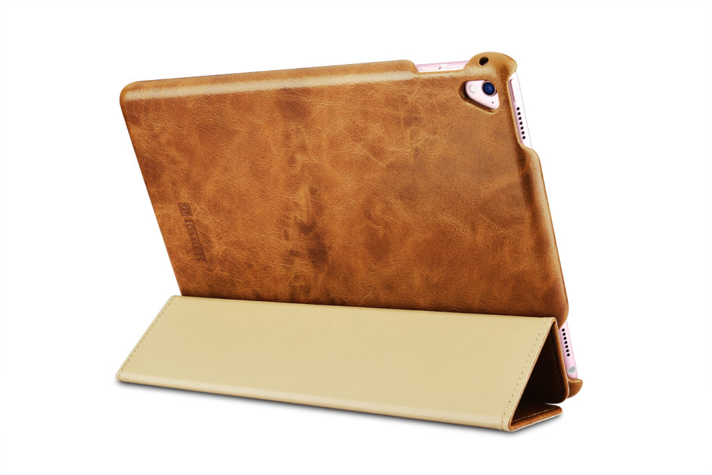 iPad 9.7 inch Case Oil Wax Vintage Genuine Leather Folio Case Coffee
