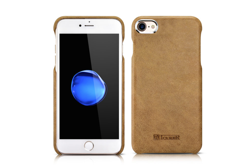 iPhone 7 Plus Metal Warrior Shenzhou Real Leather Back Case Khaki