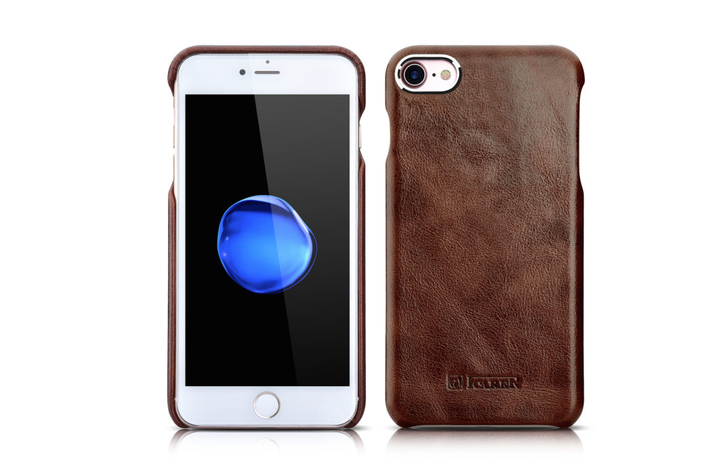 iPhone 7 Metal Warrior Oil Wax Real Leather Back Case Brown