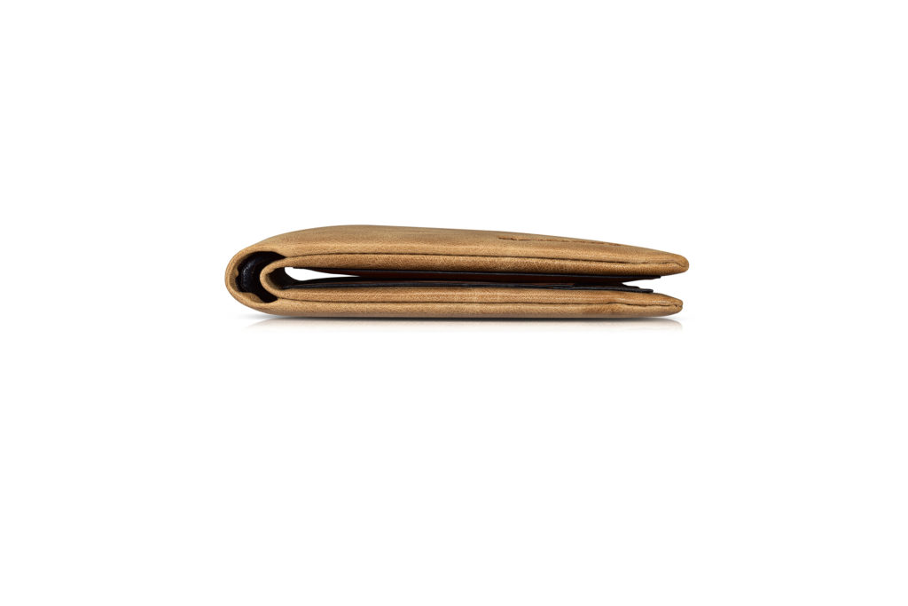Shenzhou Real Leather Flip Bifold Wallet Khaki