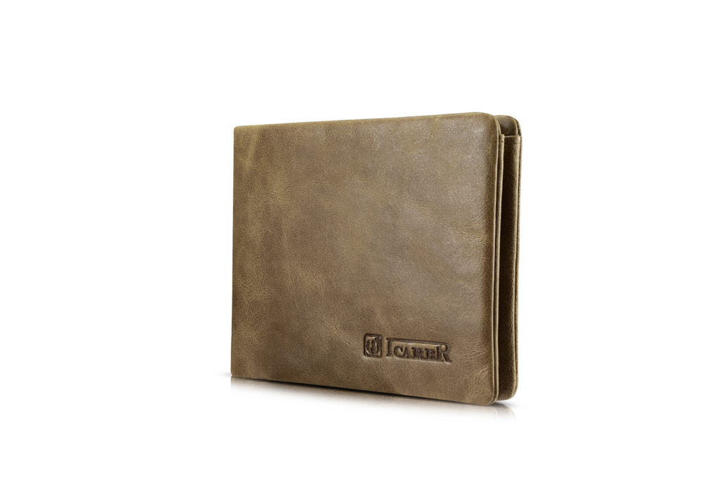 Shenzhou Real Leather Flip Bifold Wallet Khaki