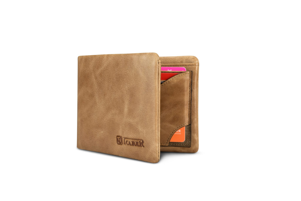 Shenzhou Real Leather Flip Bifold Wallet Khaki