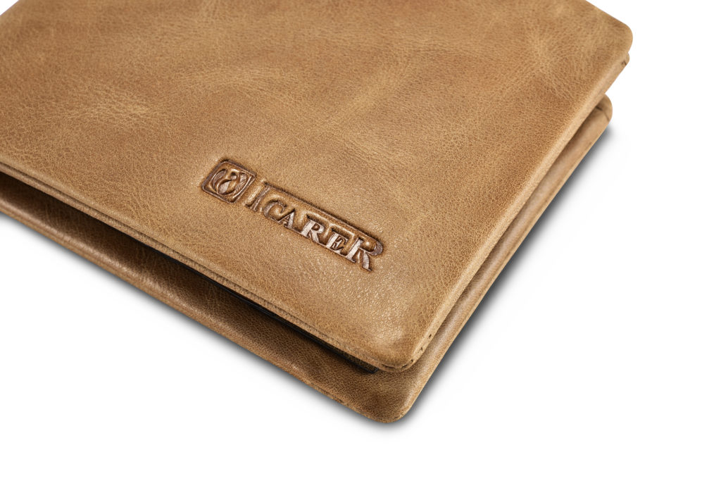 Shenzhou Real Leather Flip Bifold Wallet Khaki