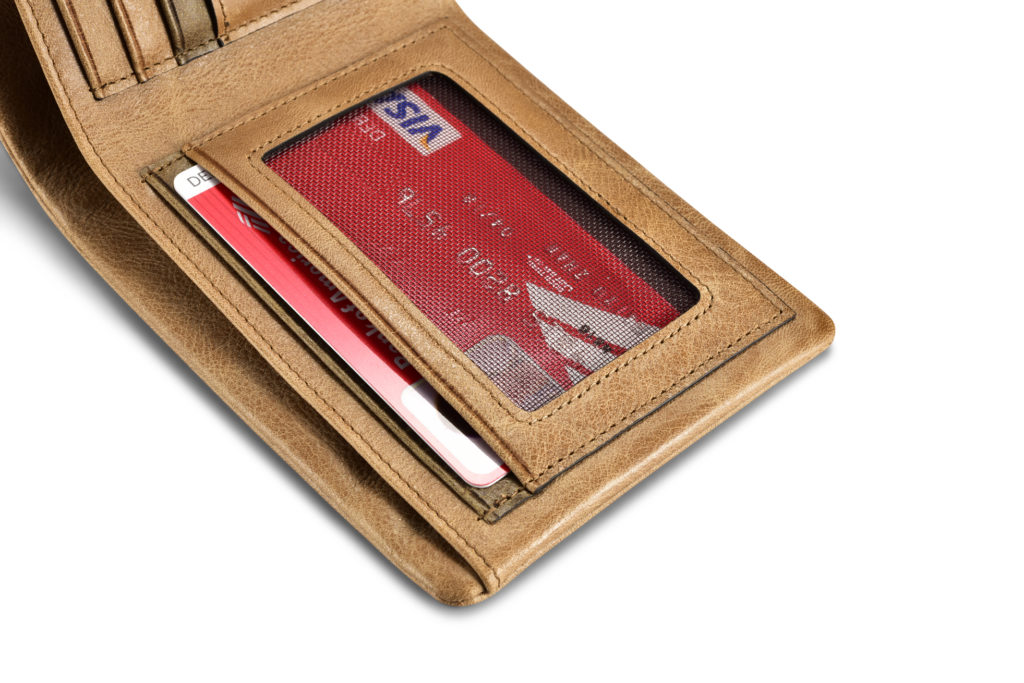 Shenzhou Real Leather Flip Bifold Wallet Khaki