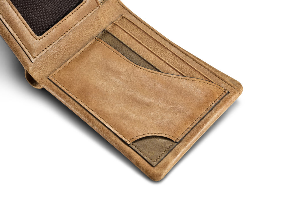 Shenzhou Real Leather Flip Bifold Wallet Khaki
