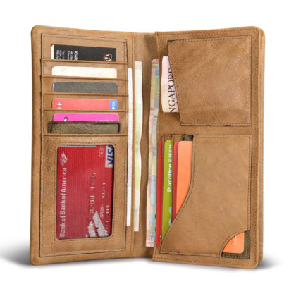 Shenzhou Real Leather Bifold Long Wallet