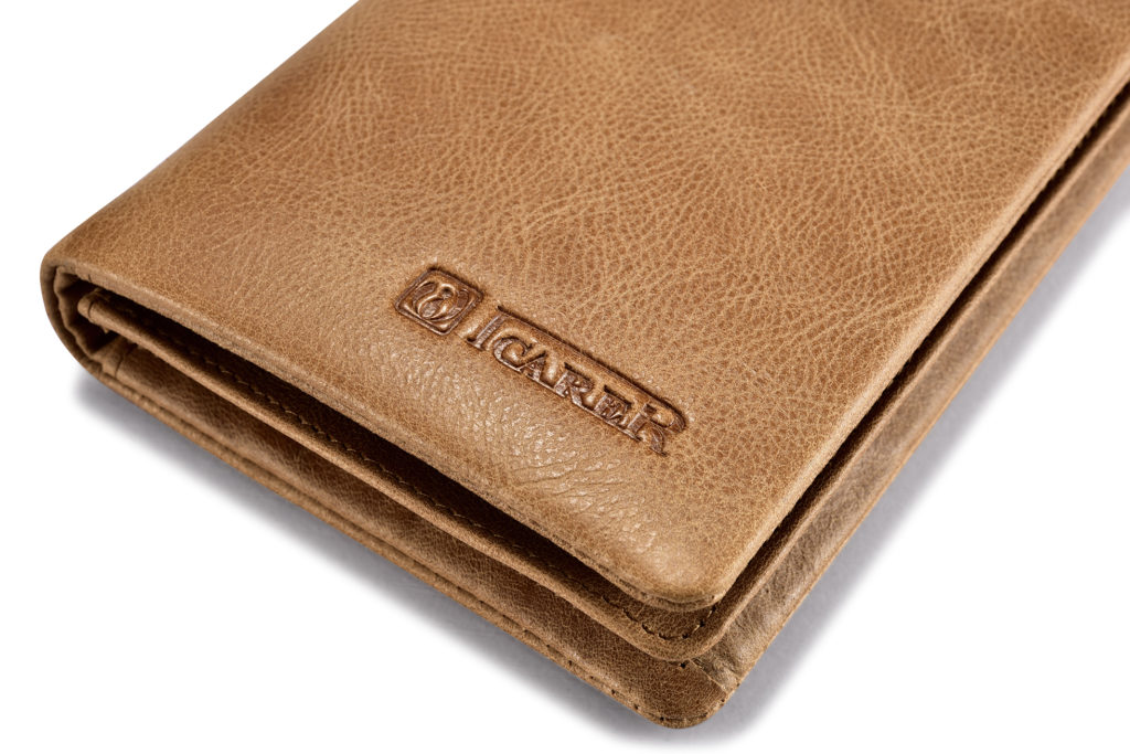Shenzhou Real Leather Bifold Long Wallet Khaki