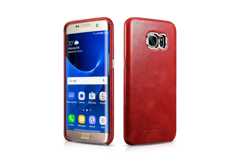 Samsung Galaxy S7 Edge Vintage Back Cover Series Genuine Leather Case Red