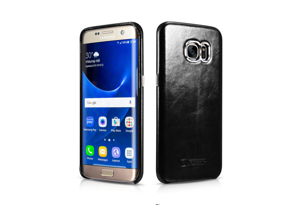 Samsung Galaxy S7 Edge Vintage Back Cover Series Genuine Leather Case Black